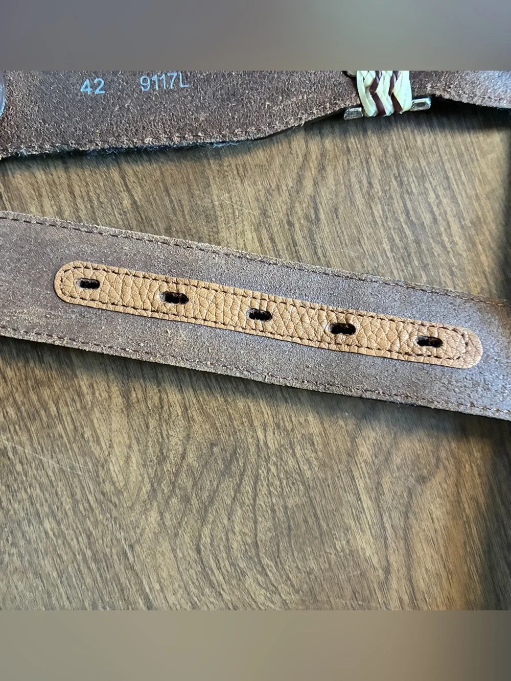 Tony Lama Western Belt Brown Tooled Leather Silver Concho NO BUCKLE 42 9117L